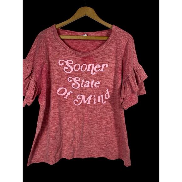 OU Shirt Womens Size XL Ruffle Sleeves Sooners State of Mind Game Day Oklahoma - Picture 3 of 8